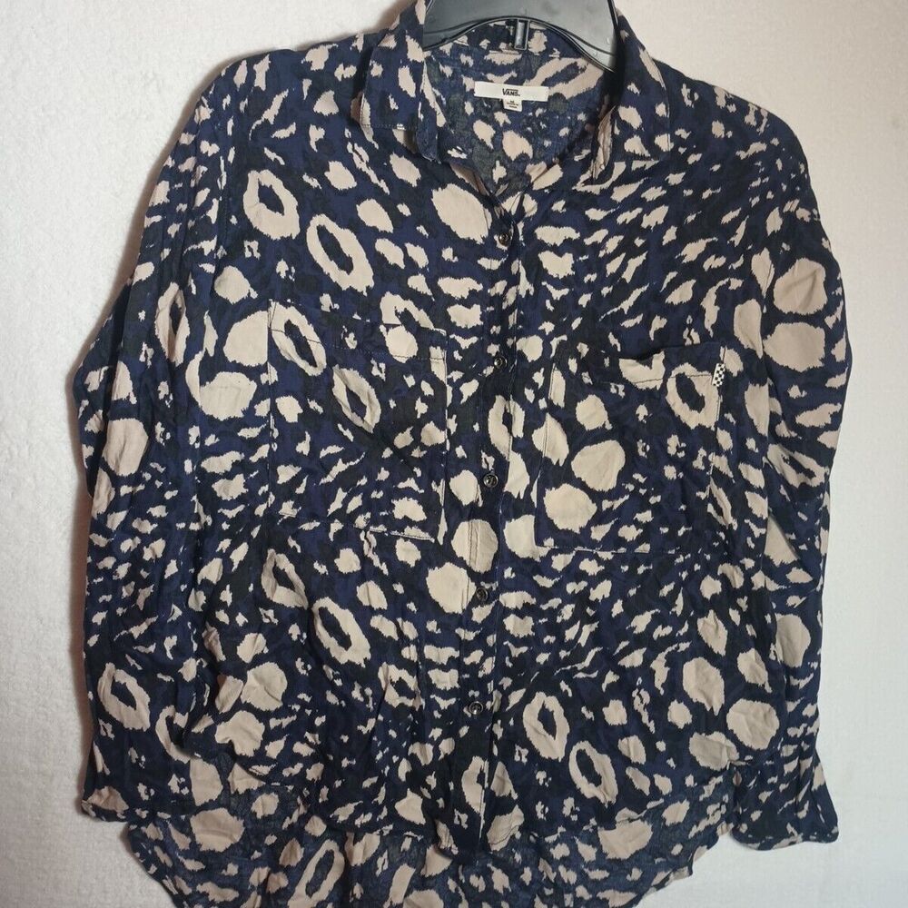 Vans Womens San Juan Button Up Woven Tunic Shirt Blouse Medium